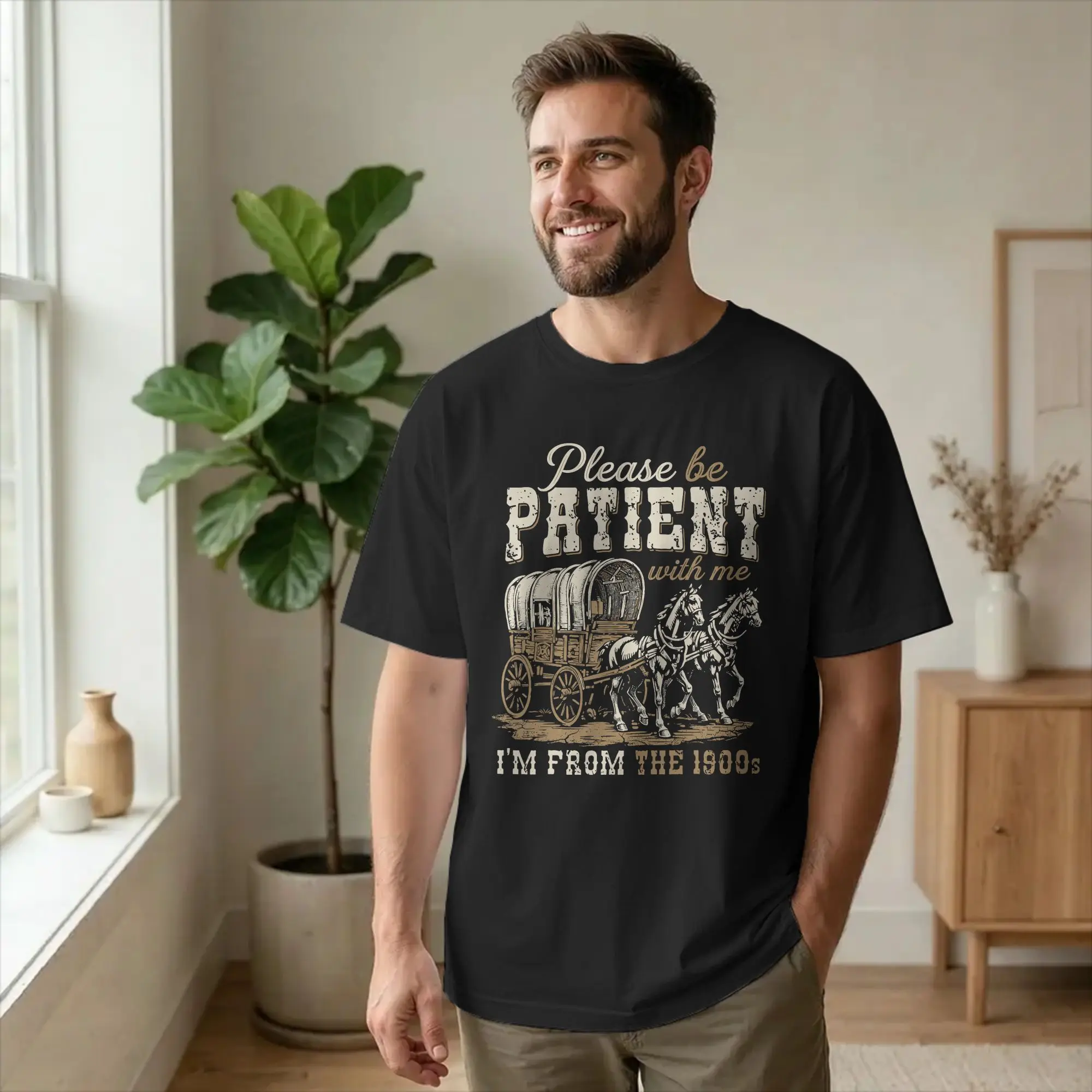 Fashion Please Be Patient Born in 1900s T-Shirts Men Crew Neck Cotton T Shirt Humor Funny Short Sleeve Tee Shirt Graphic merch