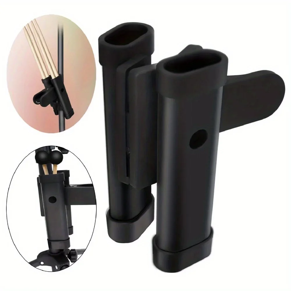 Drumstick Holder Structure Angle Adjustable Clip On Drum Stick Holder Container for 2 Pair Sticks Or Brushes