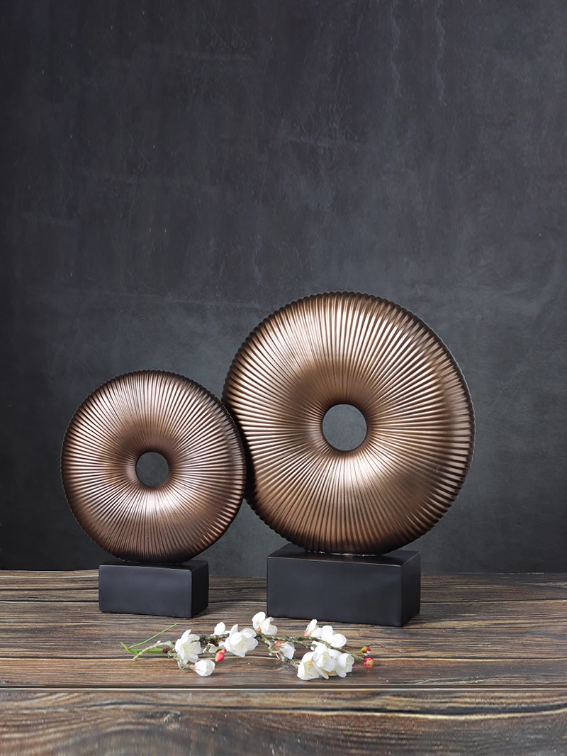 Retro Aged Resin Craftwork Zen Style round Ring Wall Home Decor Sample Room Soft Decoration Living Room Study Desktop Display