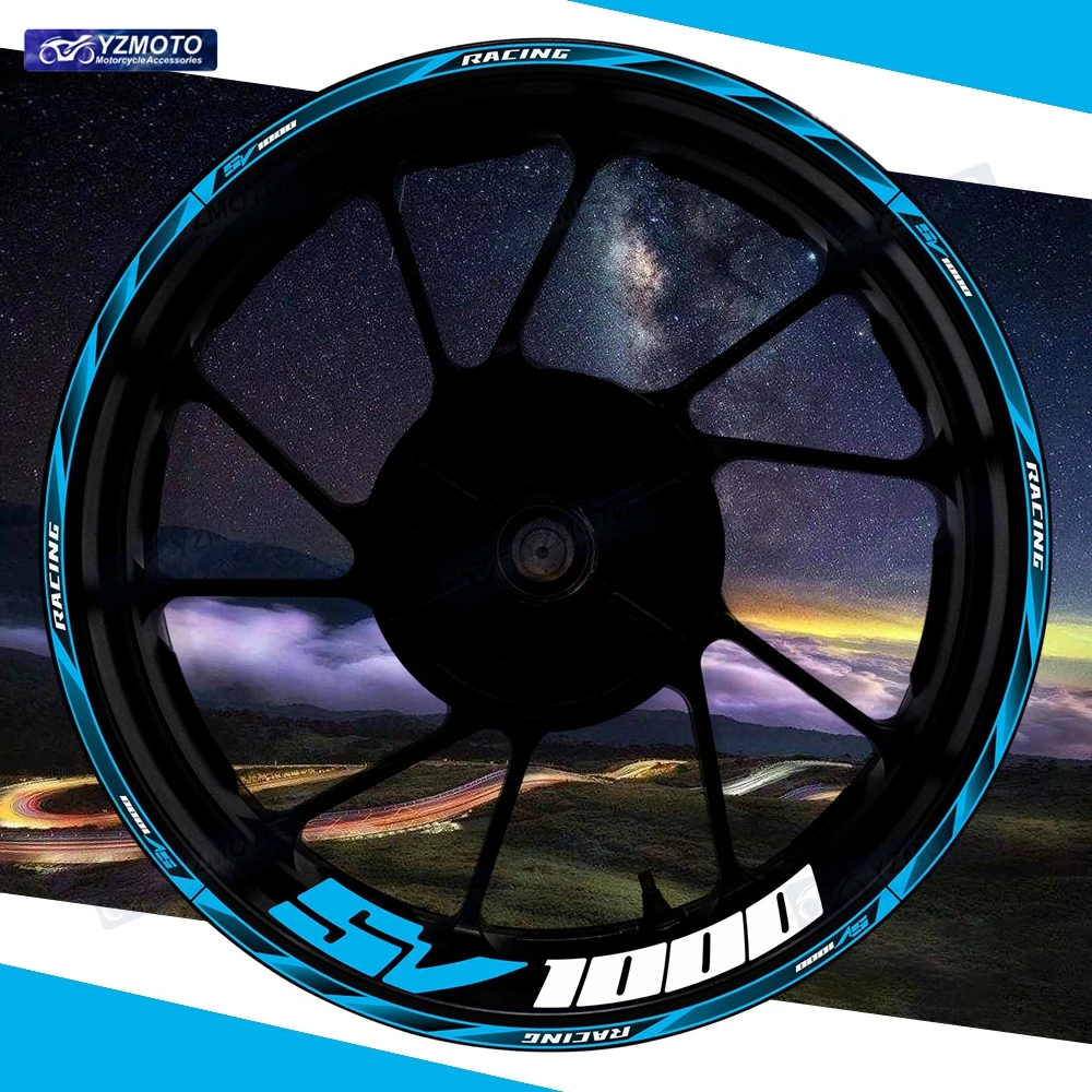

For SV1000 Motorcycle 17 Inch Front And Rear Wheel Hub Decal Modified Reflective Racing Waterproof Decorative Rim Stickers