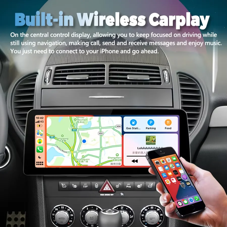 12.3" Radio Android 14 Car Video Player Stereo For Benz SLK class R171, SLK200, SLK280, SLK300 2000-2011 GPS Multimedia Carplay view 3