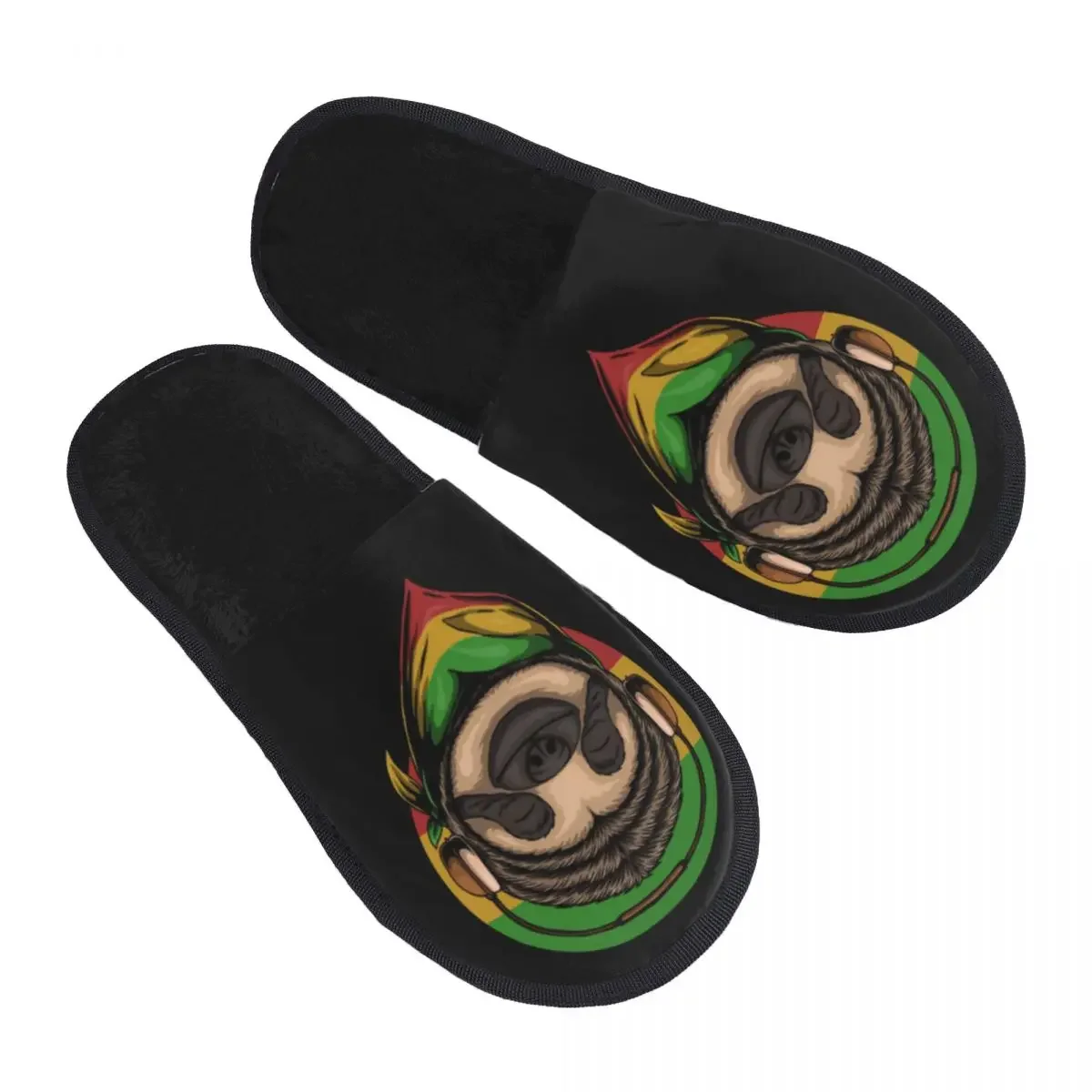 Winter Slipper Woman Man Fashion Fluffy Warm Slippers Sloth Rasta A Wearing Headphones House Slippers Funny Shoes