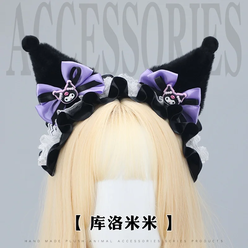 Hair Band Kuromi My Melody Cinnamoroll Hair Accessories Anime Cute Cosplay Toys Plush Headdress for Girls Gifts