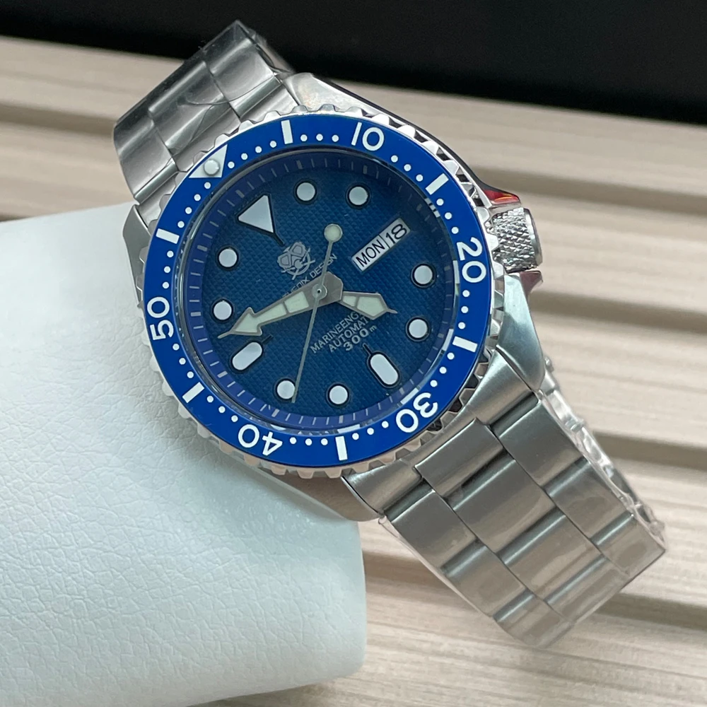 Luminous Classic Blue Mechanical Watch for Men NH36A Movement Calendar Date Clock Luxury Stainless Steel Erkek Kol Saati