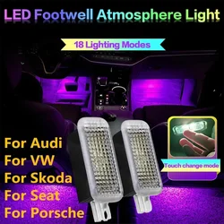 New LED Car RGB Footwell Lamp Interior Decoration Atmosphere Light Decorative For Audi VW Skoda Seat Porsche Auto Accessories