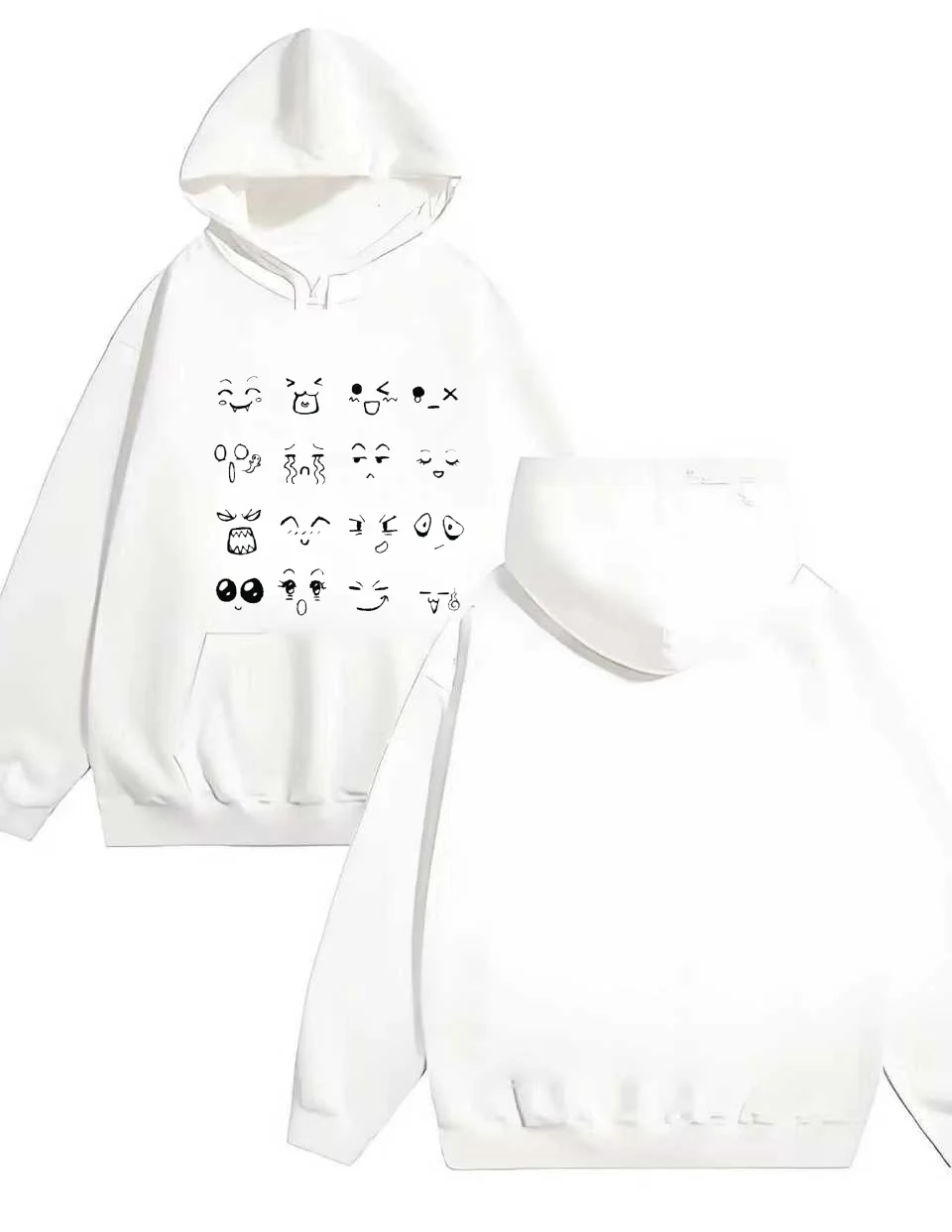 

2025 Trendy brand Y2k 330G heavy-duty hooded sweatshirt with small expression prints for men and women's Halloween