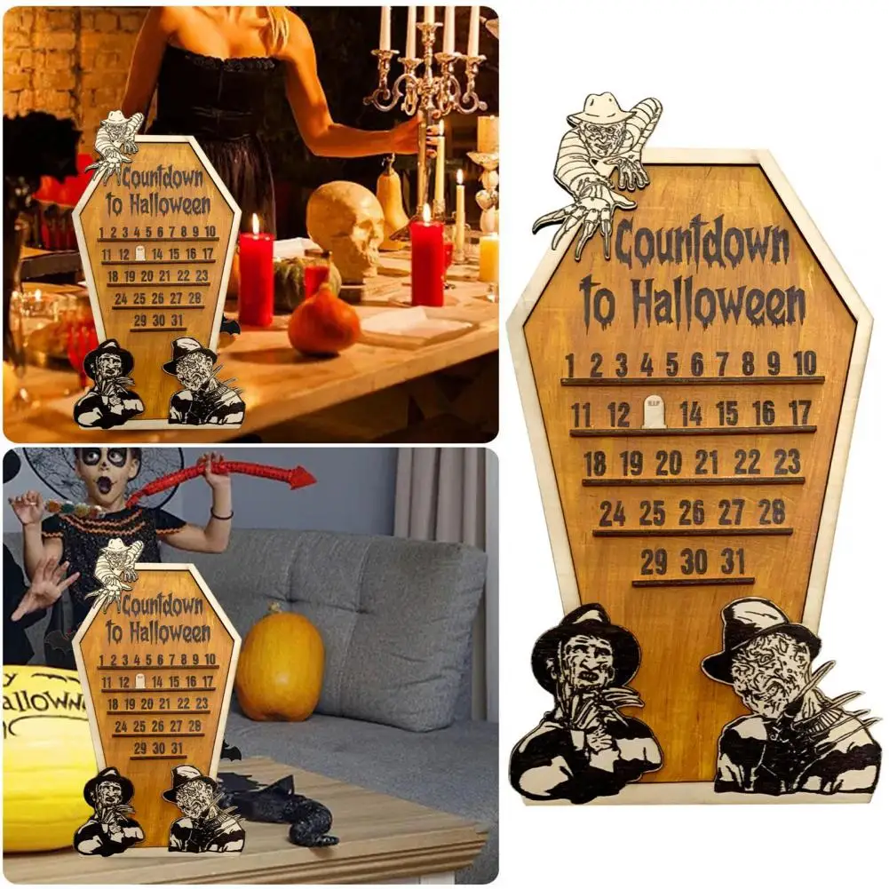 Halloween Countdown Sign Rustic Halloween Advent Calendar with 31 Day Countdown Farmhouse Desktop Decoration for Festival Gift