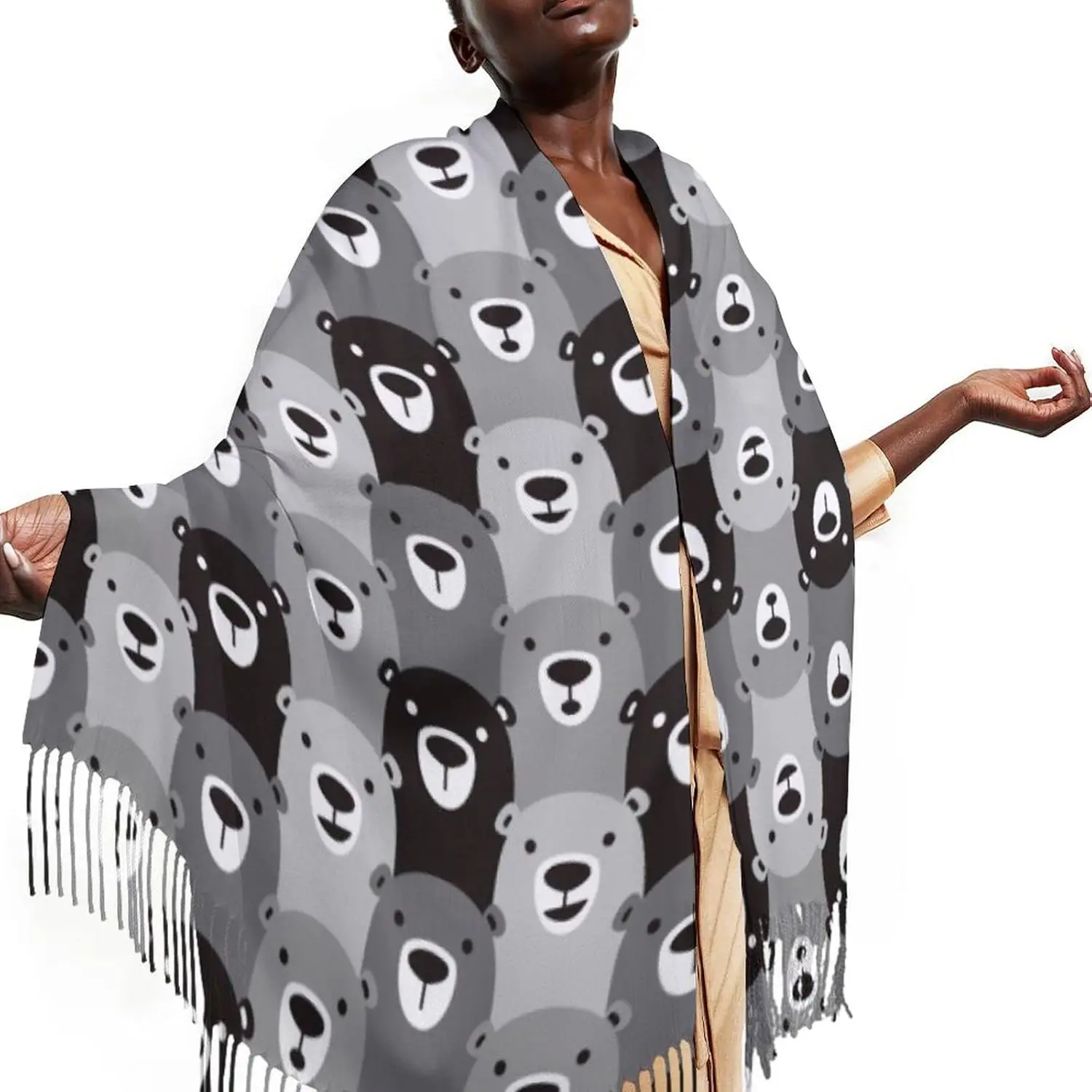 

Reindeer Pattern Merry Christmas Womens Fall Winter Scarf Tassel Soft Warm Blanket Scarves Shawl Wraps