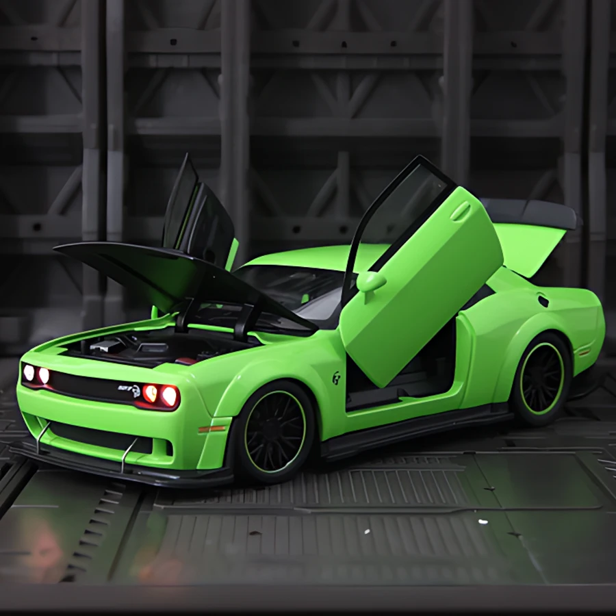 

1:32 Dodge Challenger SRT Hellcat alloy car model ornaments pull back shock absorber boy toy gift