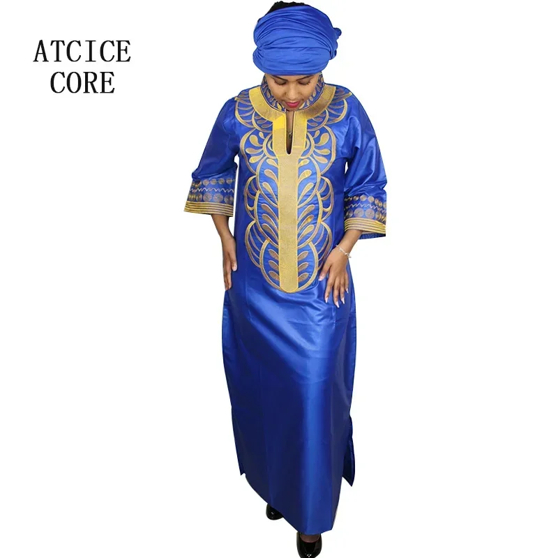 African dresses for women dashiki soft embroidery desing long dress without scarf