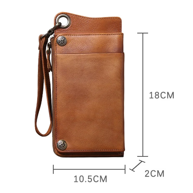 AETOO  Multi-functional head layer cowhide long wallet card package integrated bag manual men and women vintage leather clutch b