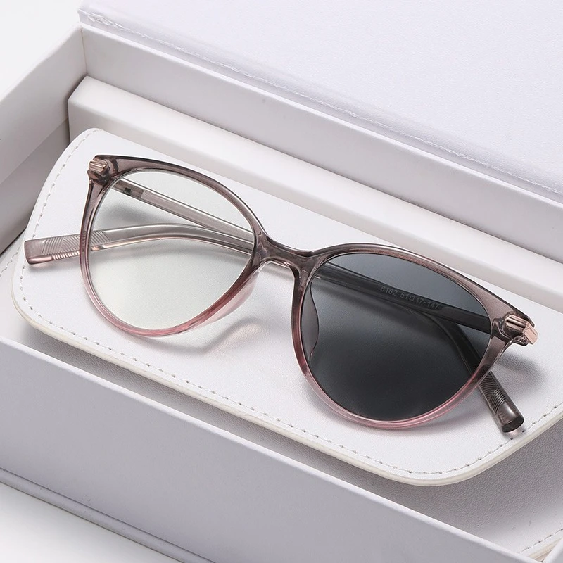 Modische Cat-Eye Photochrome Myopie-Brille mit Großem Rahmen, Komfortabel, Blaulichtfilter, Augenschutz, Minus-Dioptrien Brillen – Detail 1