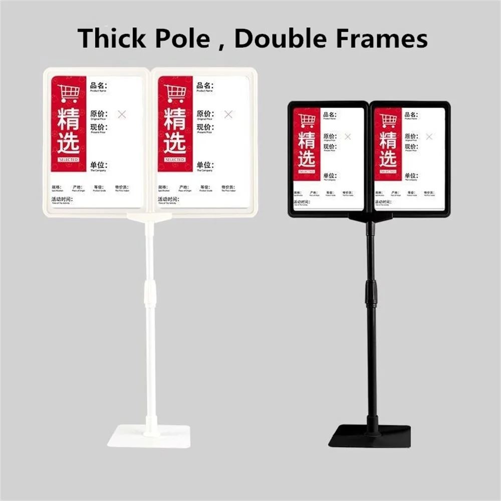 A4 T-sign Adjustable Sign Holder Poster Frame Desktop Counter Stainless Steel Advertising Banner Display Stand