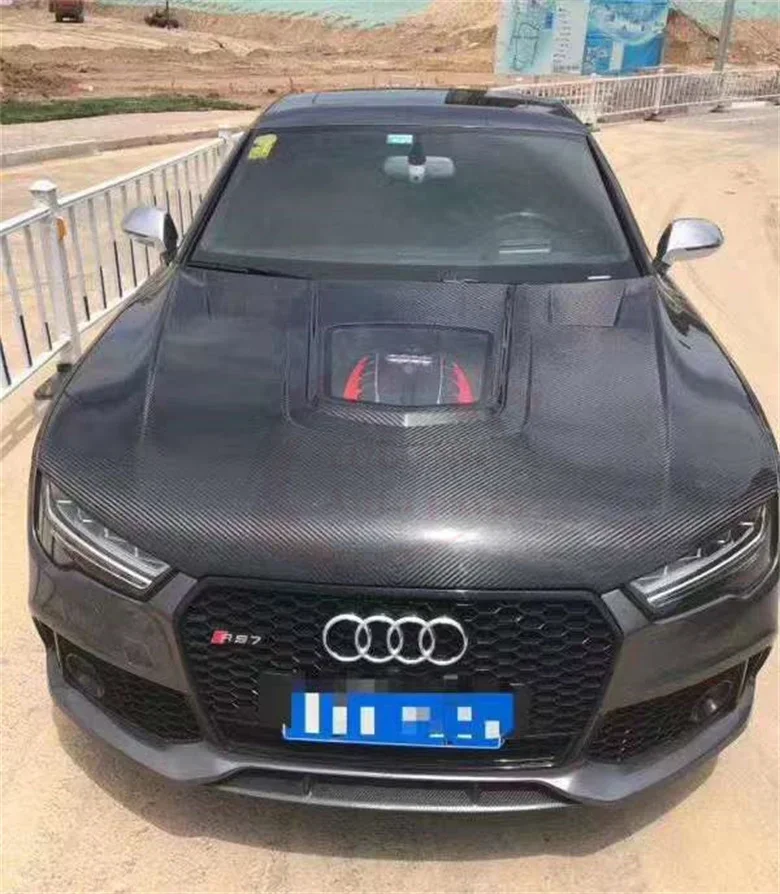 Real Carbon Fiber Transparent Front Bumper Engine Hood Bonnet Vent Cover For Audi A6 S6 Sline RS6 C7 C7.5 Sedan 2012-2018