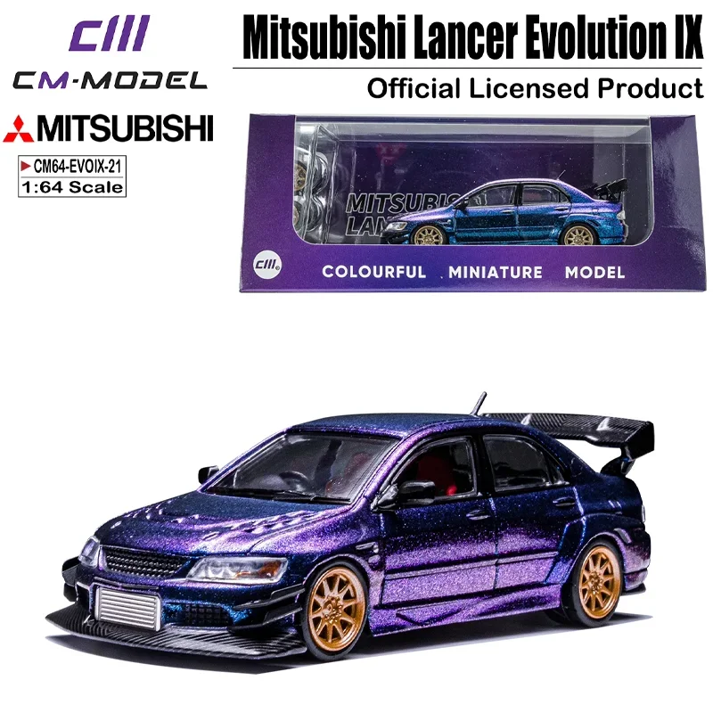 Jouet de véhicule à moteur en alliage moulé sous pression, modèle en métal, cadeaux, produit sous licence officielle, Mitsubishi Lancer Evolution IX, CM 1/64