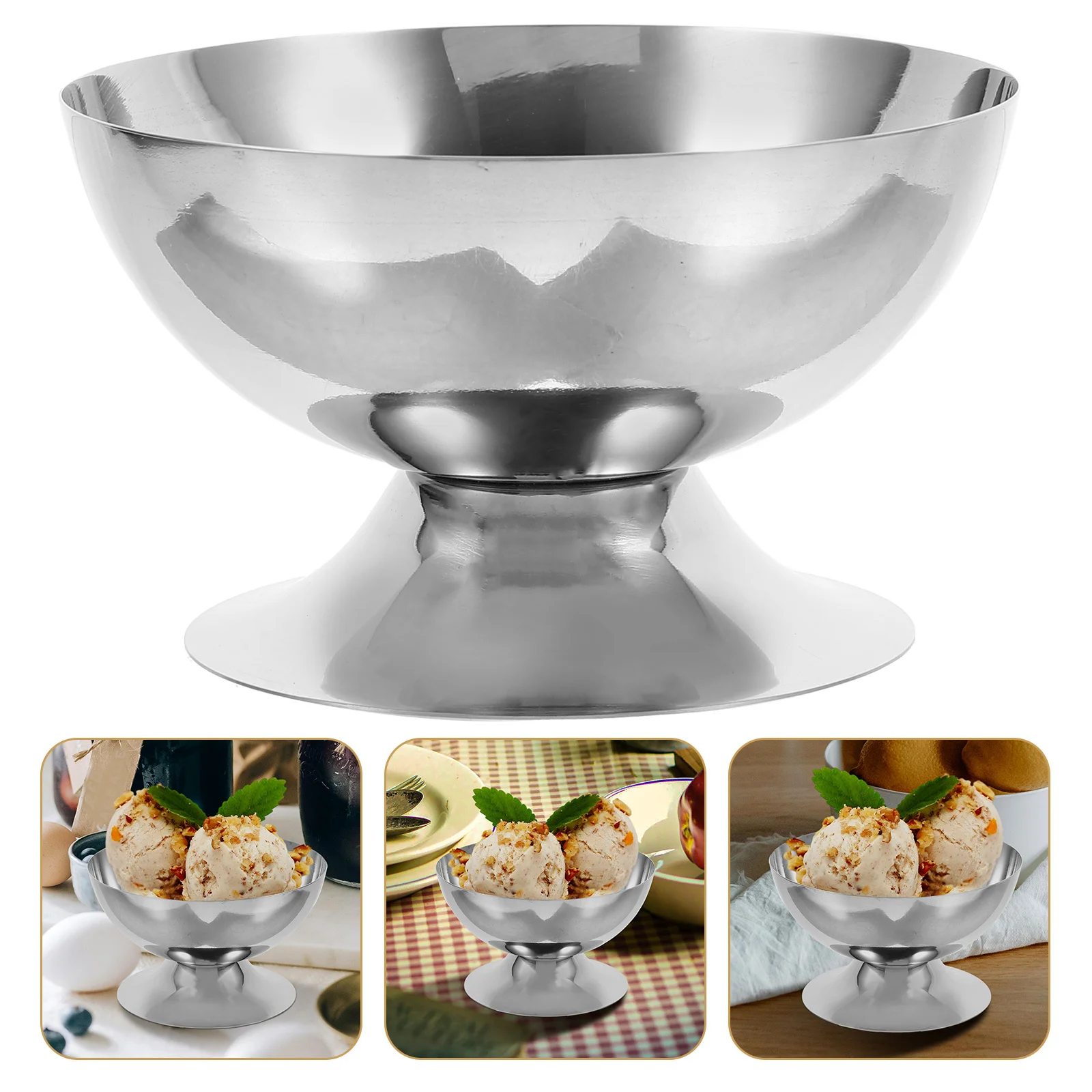 

Stainless Steel Ice Cream Cup Footed Dessert Bowl For Home Cafe Restaurant Multi-Function Metal Dessert Container Kitchen
