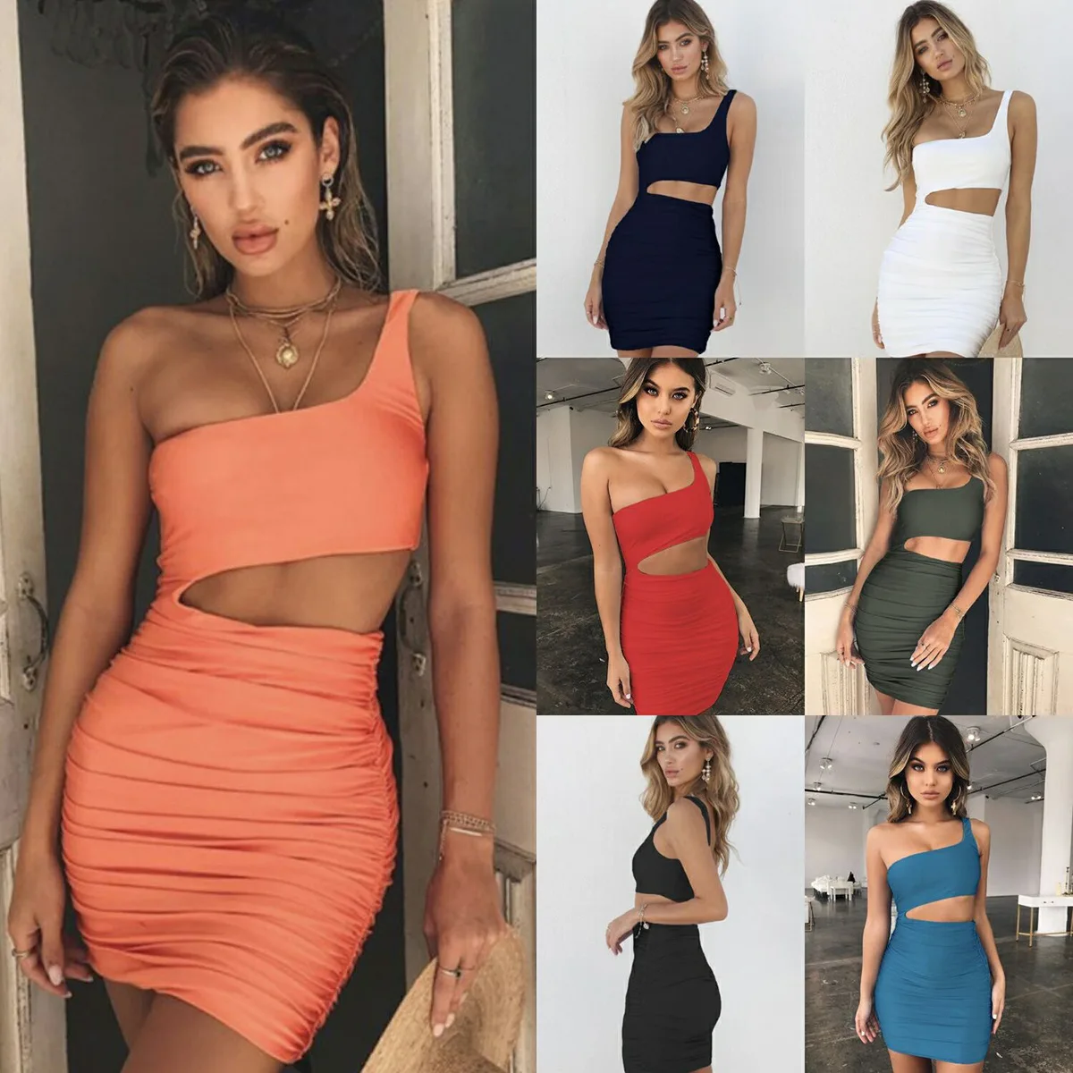 

Dress Women Elegant Fashion Beautiful Women's Dresses Party Night Dress One Shoulder Bust-wrap Sexy Nightclub Hips Dress