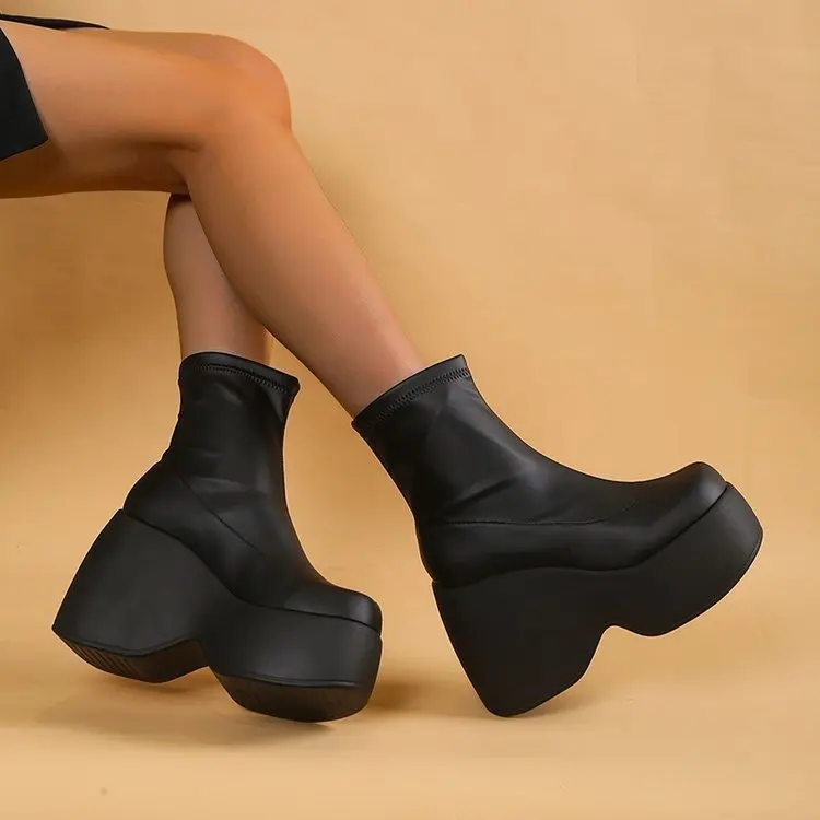 Brand New Gothic Style Sexy Elegant Chunky Platform Women Ankle Boots Big Size  Walking Comfy Woman Shoes Platform Shoes 2023