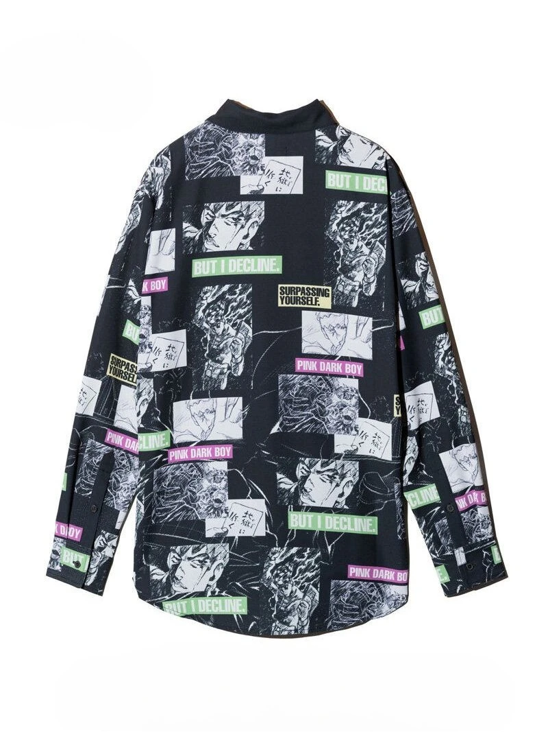 Jojos Bizarre Adventure Long-sleeve Polo Shirt Women Harajuku High Street Hip Hop Anime Shirts