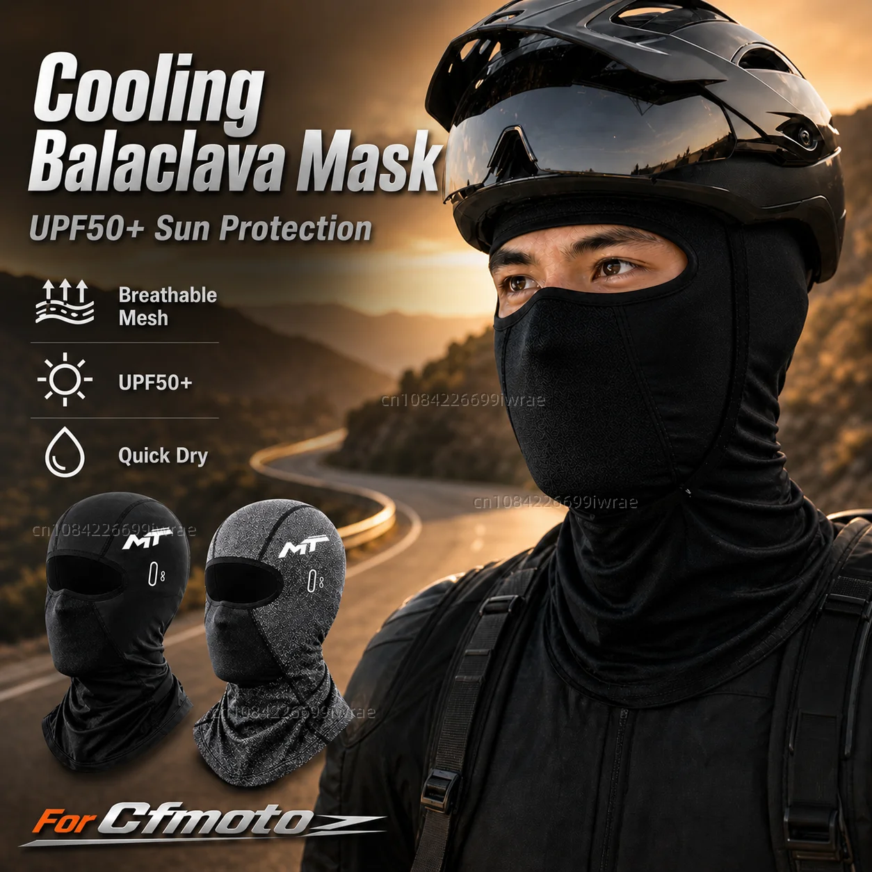 Cooling Motorcycle Balaclava Mask UPF50+ UV Protection Breathable Face Cover Summer For Cfmoto Cf moto 450Mt 650Mt 700Mt 800Mt