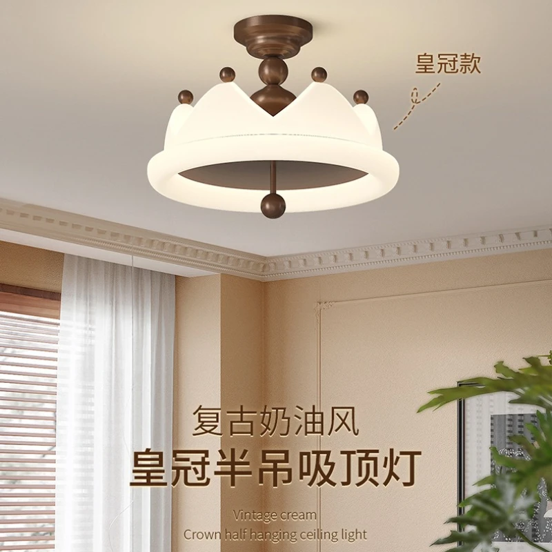 

Modern French Medieval Style Minimalist Crown LED Ceiling Light Bedroom Room Children's Room Decorative Lighting Fixtures