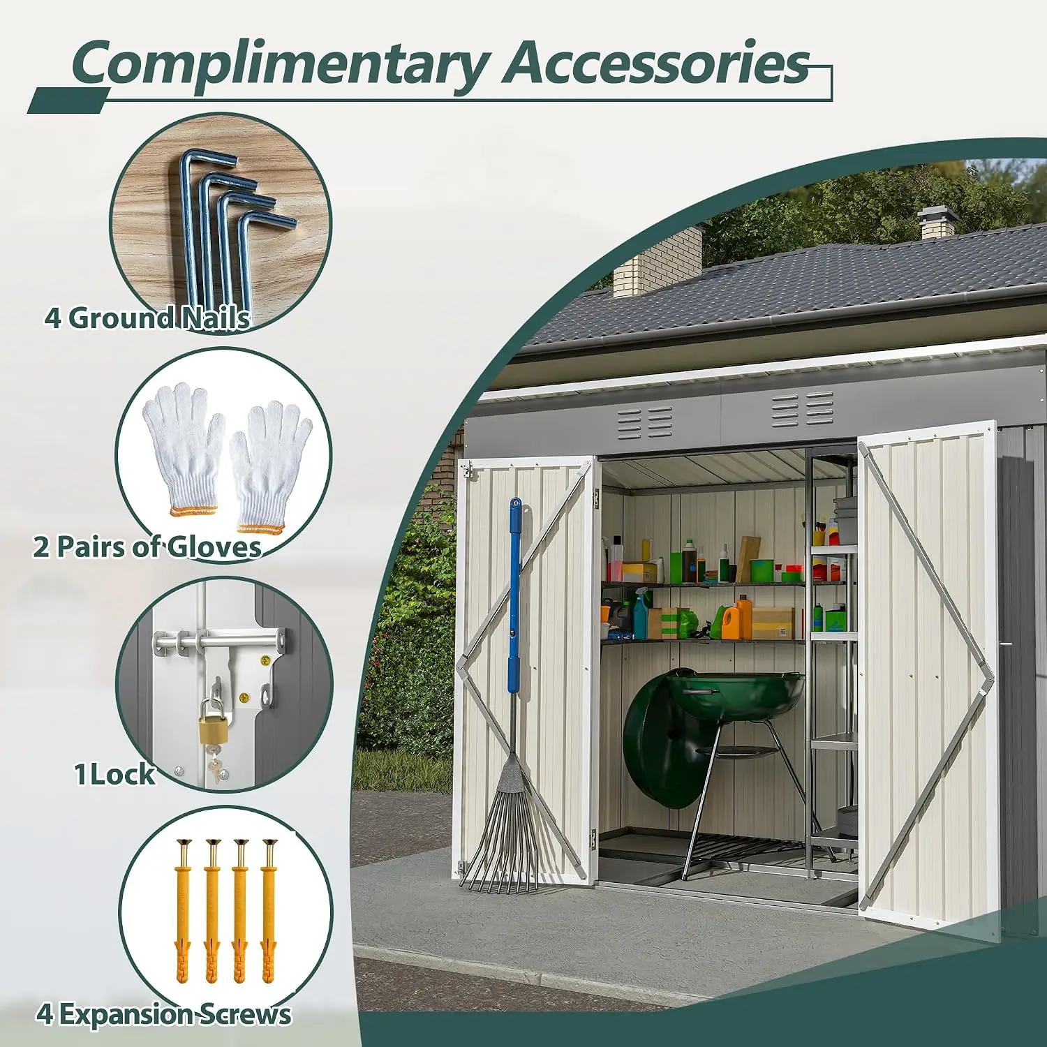 4'x8' Metal Storage Shed with Double Lockable Doors & Air Vent for Backyard Garden Patio Lawn, Customized image 4