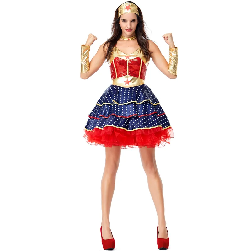 Superwoman loween Vestito Cosplay Cartoon Fem Supereroe Flng Tutina Costume Costume tradizionale cinese da donna Abbigliamento da palcoscenico