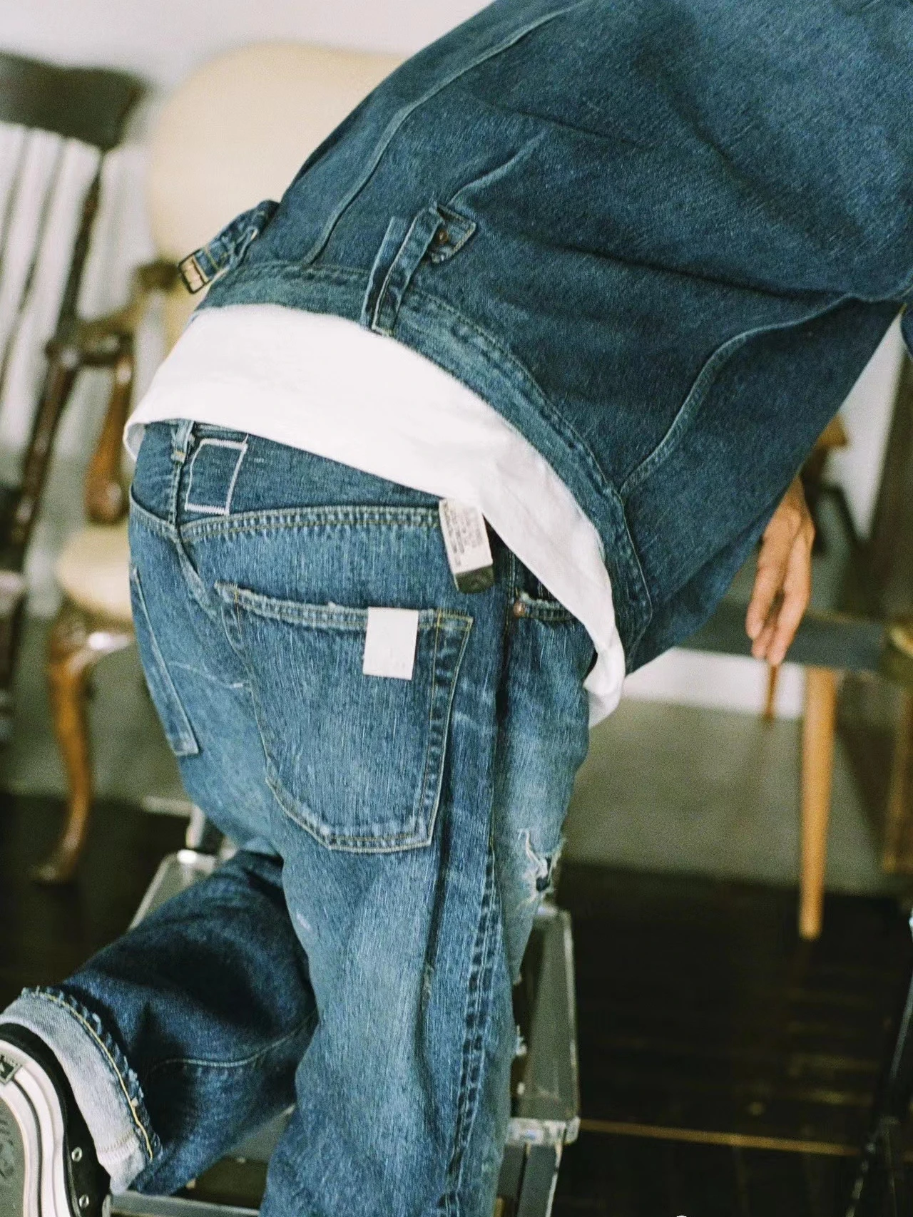 

MADNxNH Denim Pants Low Waist Straight Leg Jeans Youthful Trendy Casual Wear All Seasons ex Long Pants