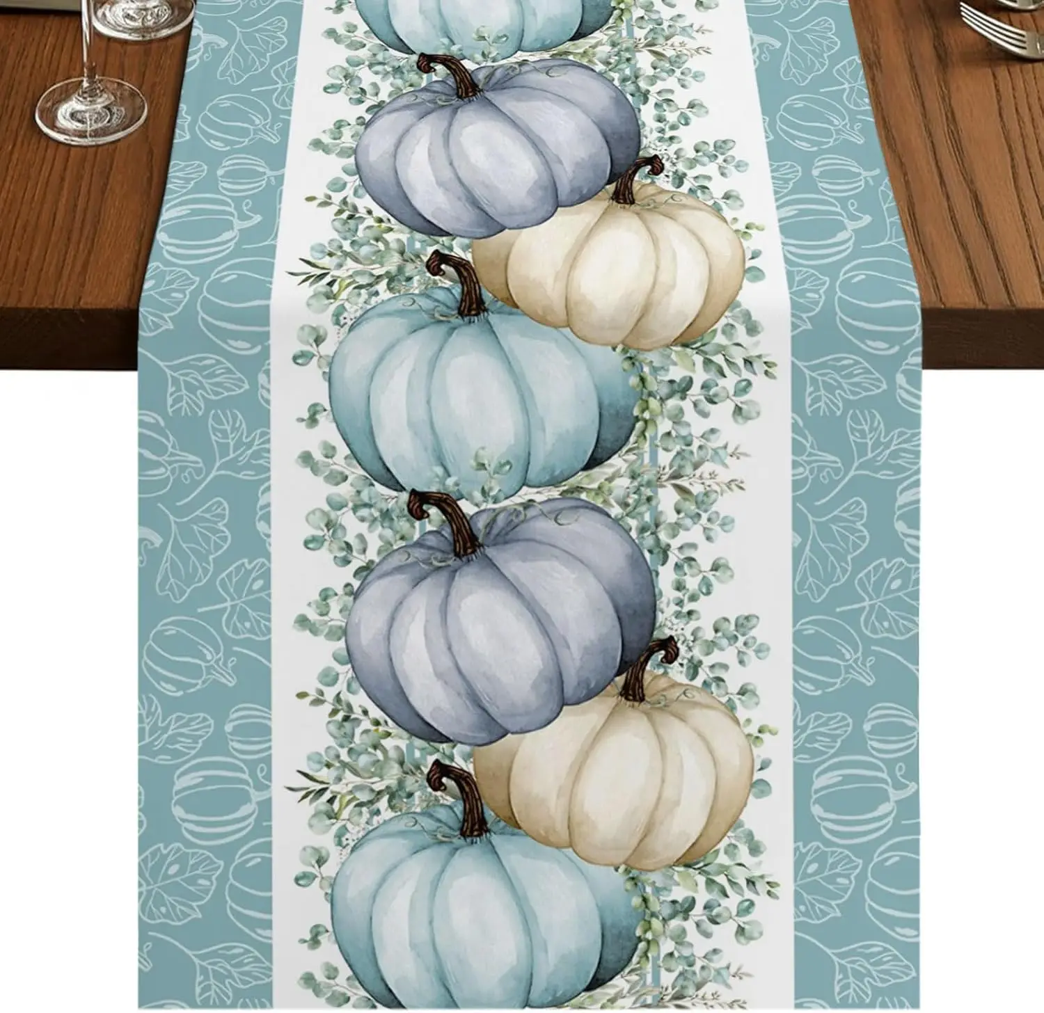 caminho-de-mesa-de-linho-com-folhas-de-eucalipto-e-aboboras-azuis-para-o-outono-decoracao-reutilizavel-para-festas-e-cozinha