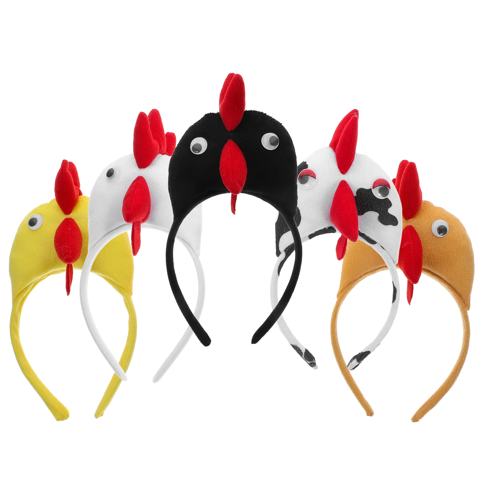 

5pcs Chicken Costume Headbands For Easter Festive Party Daily Wear Wide Headpiece Lovely Cartoon Animal Decor