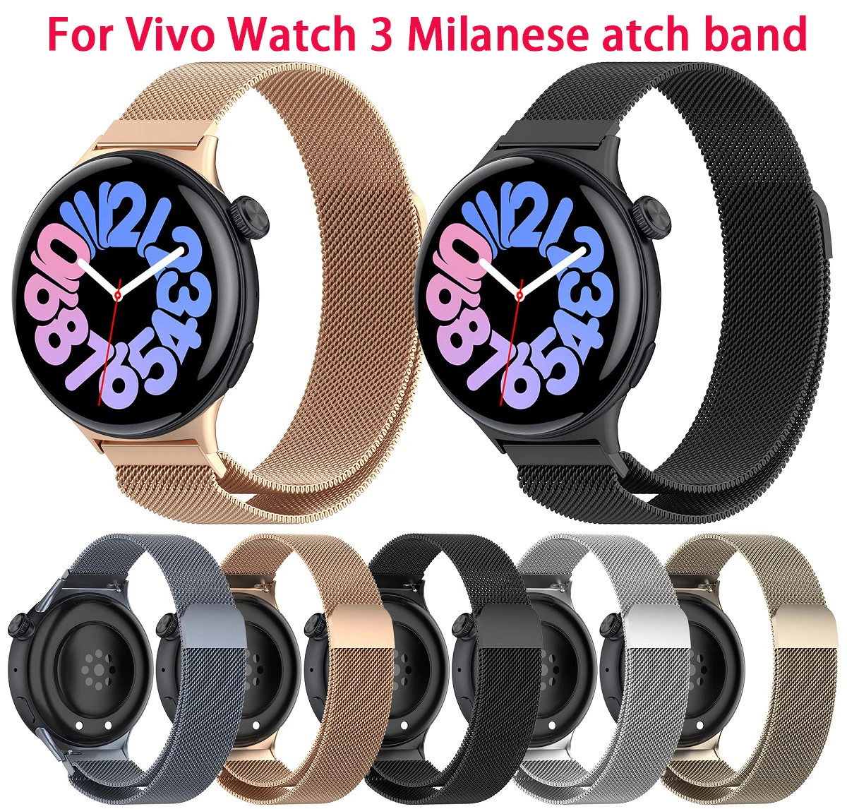 

Stainless Steel Strap Metal Milanese Watch band For Vivo Watch 3 Replacement Vivo Watch3 Milanese Loop Magnetic Bracelet Watch