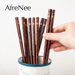 5 pairs Japanese Sushi Chopsticks Natural Wooden Eco-Friendly Reusable Wood Korean Chinese Food Chop Sticks Set
