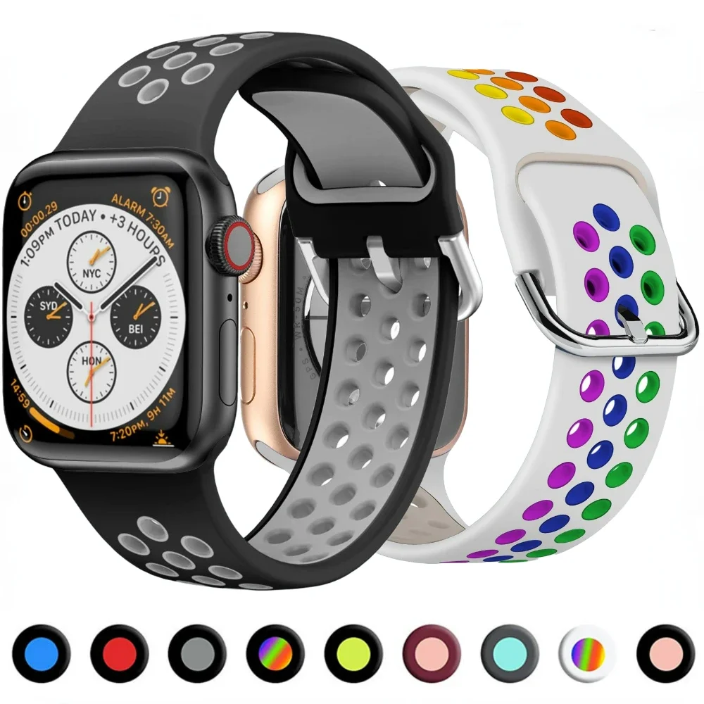 

Ремешок для Apple Watch Band 49 мм, 44 мм, 40 мм, 45 мм, 41 мм, 46 мм, 42 мм, 38 мм, 45 мм, силиконовый браслет iWatch Series Ultra 10 9 8 7 6 5 SE 3