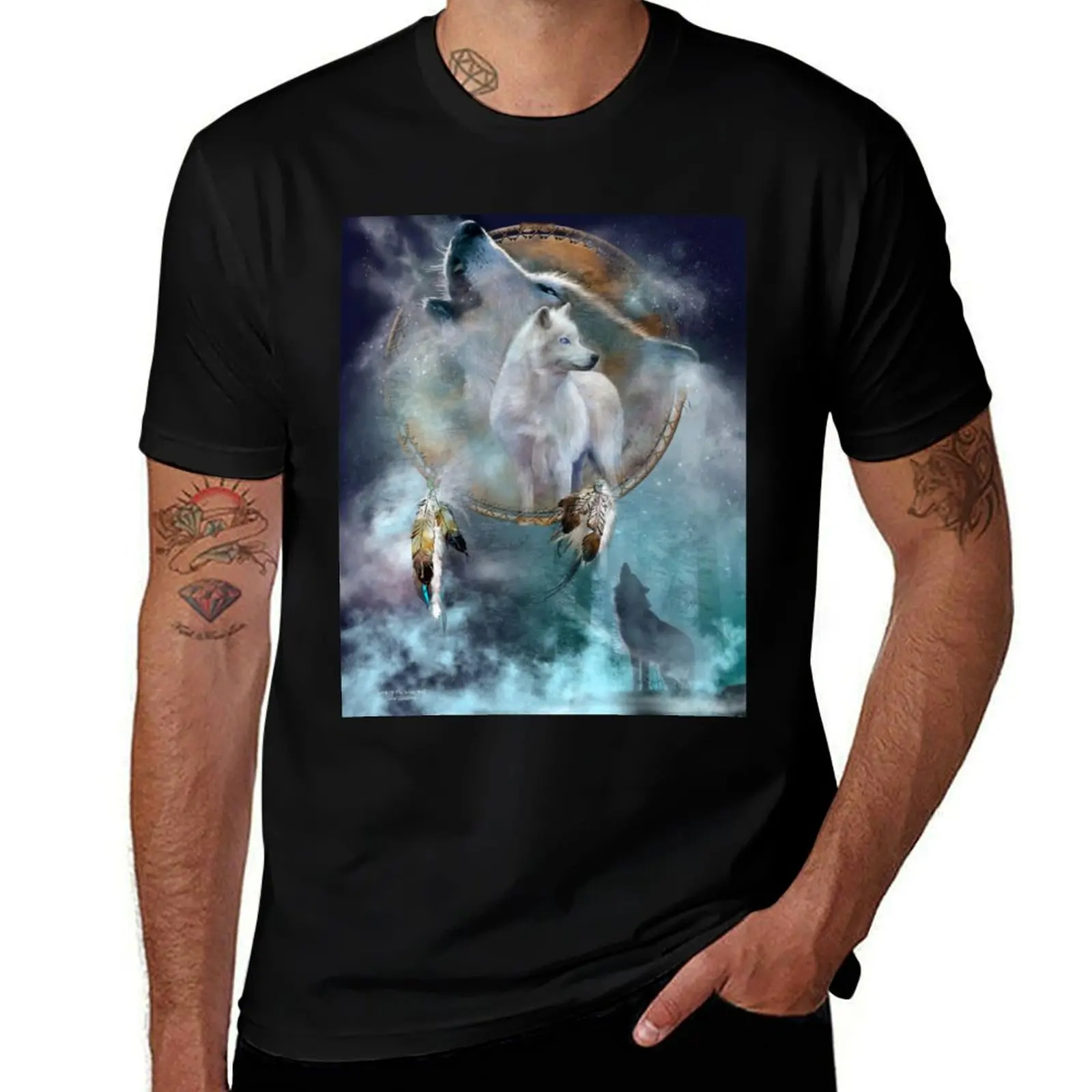 Dream Catcher - Spirit Of The White Wolf T-Shirt Festive Simple T-Shirt
