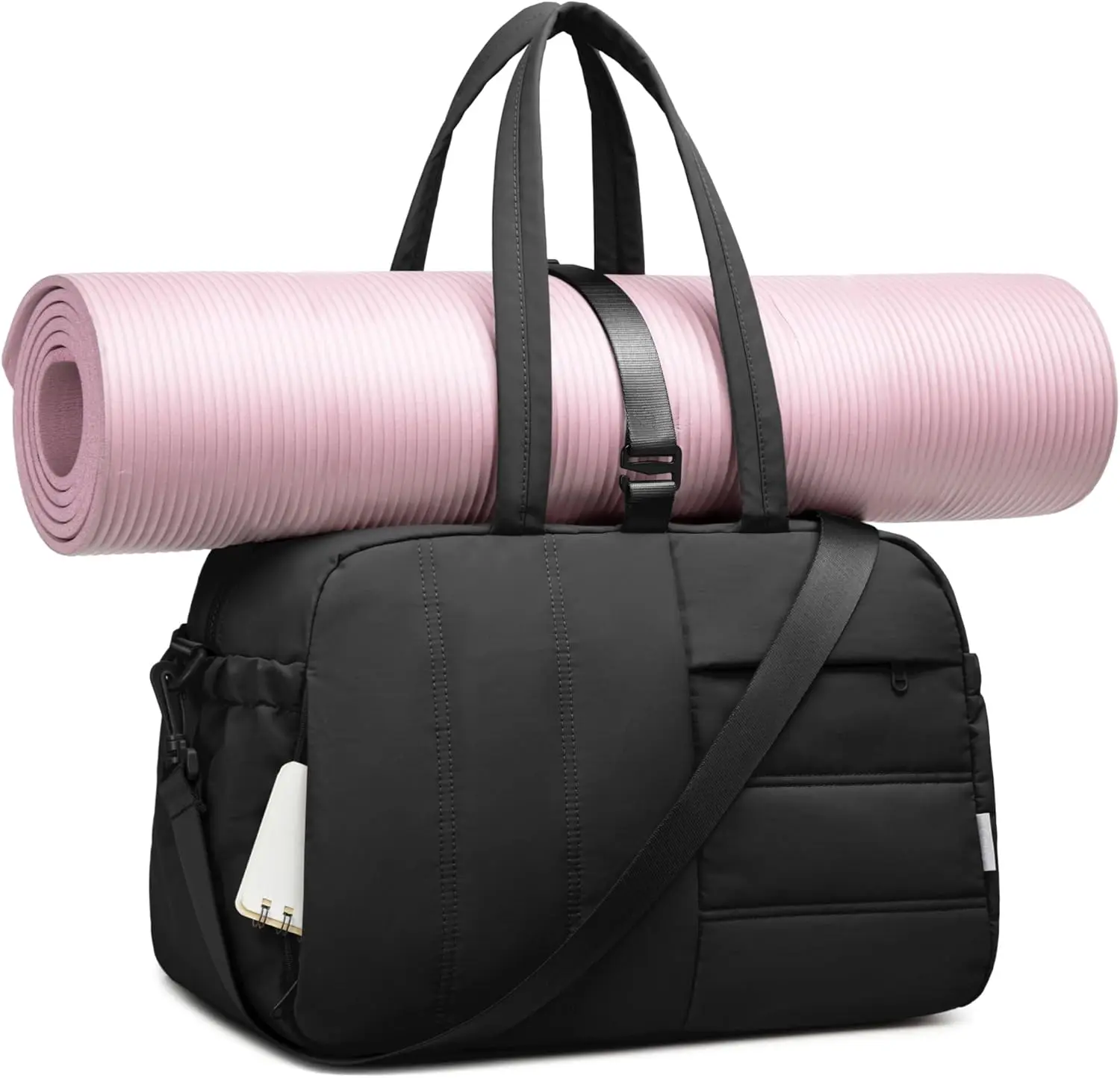 

Women's Gym Bag with Yoga Mat Holder, 16-Inch Duffle Travel Bag, Lightweight Water-Resistant Multi-Pocket Carry-On