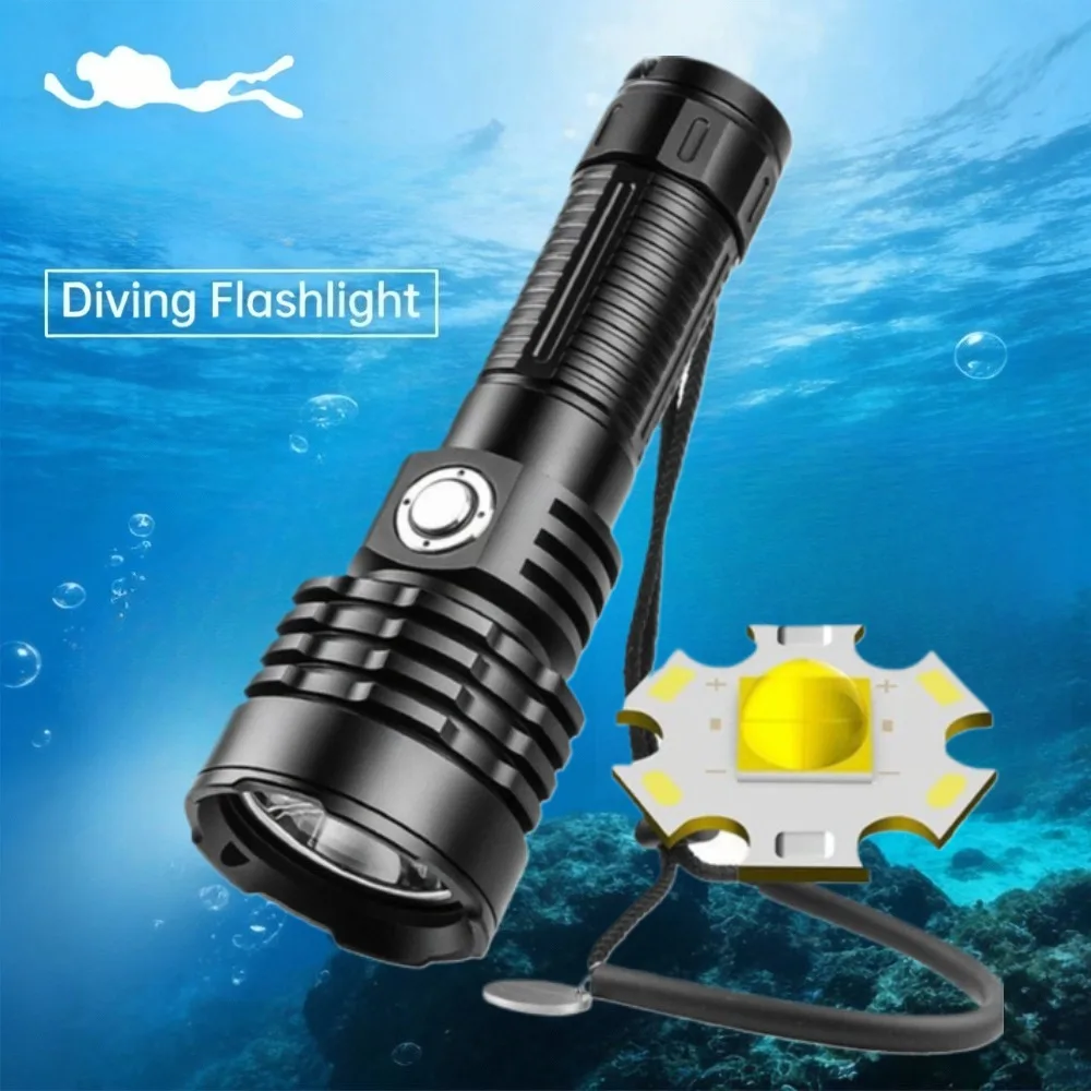 

Портативный подводный фонарь для дайвинга, амфибийный, водонепроницаемый, профессиональный, с длительным сроком службы батареи, для подводного освещения