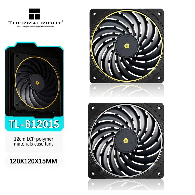

Thermalright TL-B12015 12cm Thin Fan LCP Polymer Material Fan Blades Double Ball Bearings Three-Phase Six-Pole Motor 120x120x15