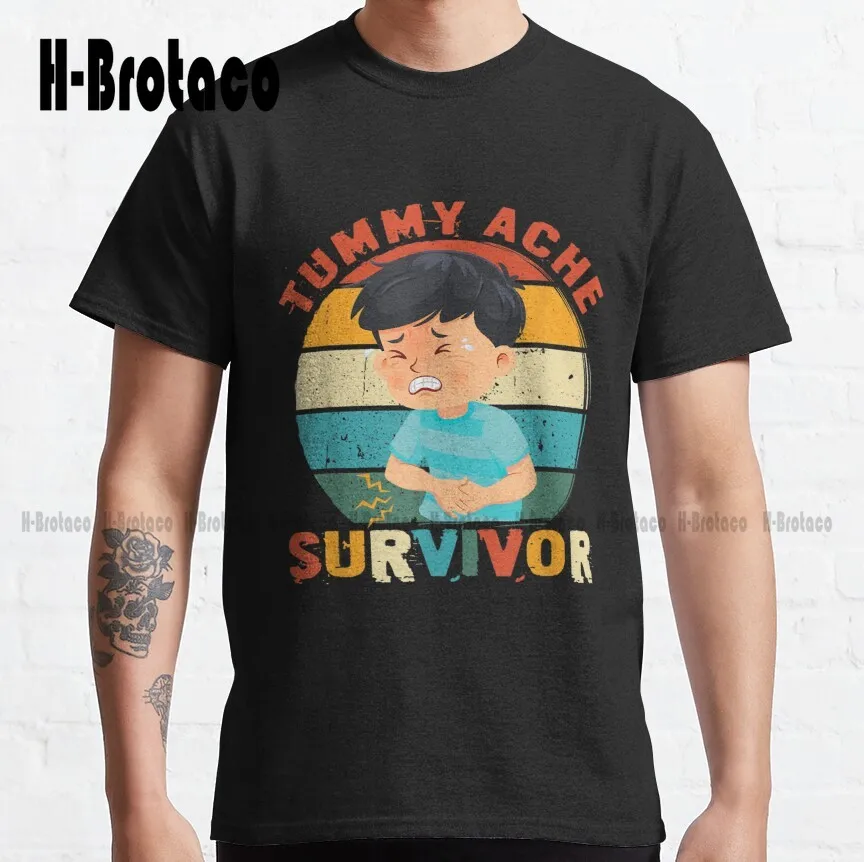 Vintage Tummy Ache Survivor Classic T-Shirt T-Shirt Dress Outdoor Simple Vintag Casual T Shirts Xs-5Xl Streetwear Unisex