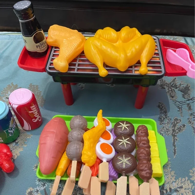 Kids Simulation Barbecue Sushi Pretend Food Toy Simulation Sashimi Japanese Cuisine Fried Chicken BBQ Set Cooking Play House Toy