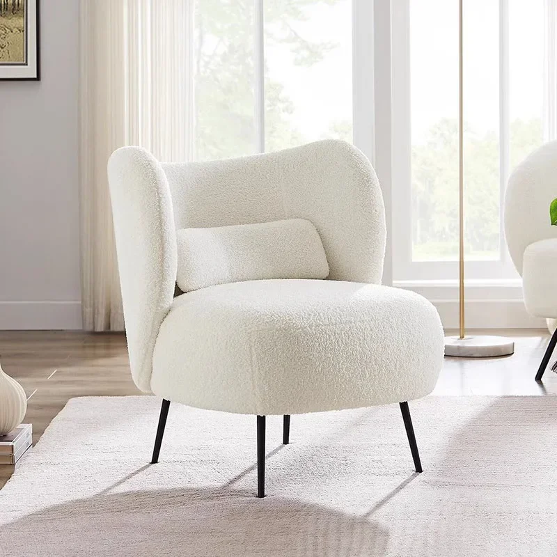 

White Fluffy Living Room Chair Elastic Portable Floor Nordic Living Room Chair Velvet Minimalist Silla Nordica Home Furniture