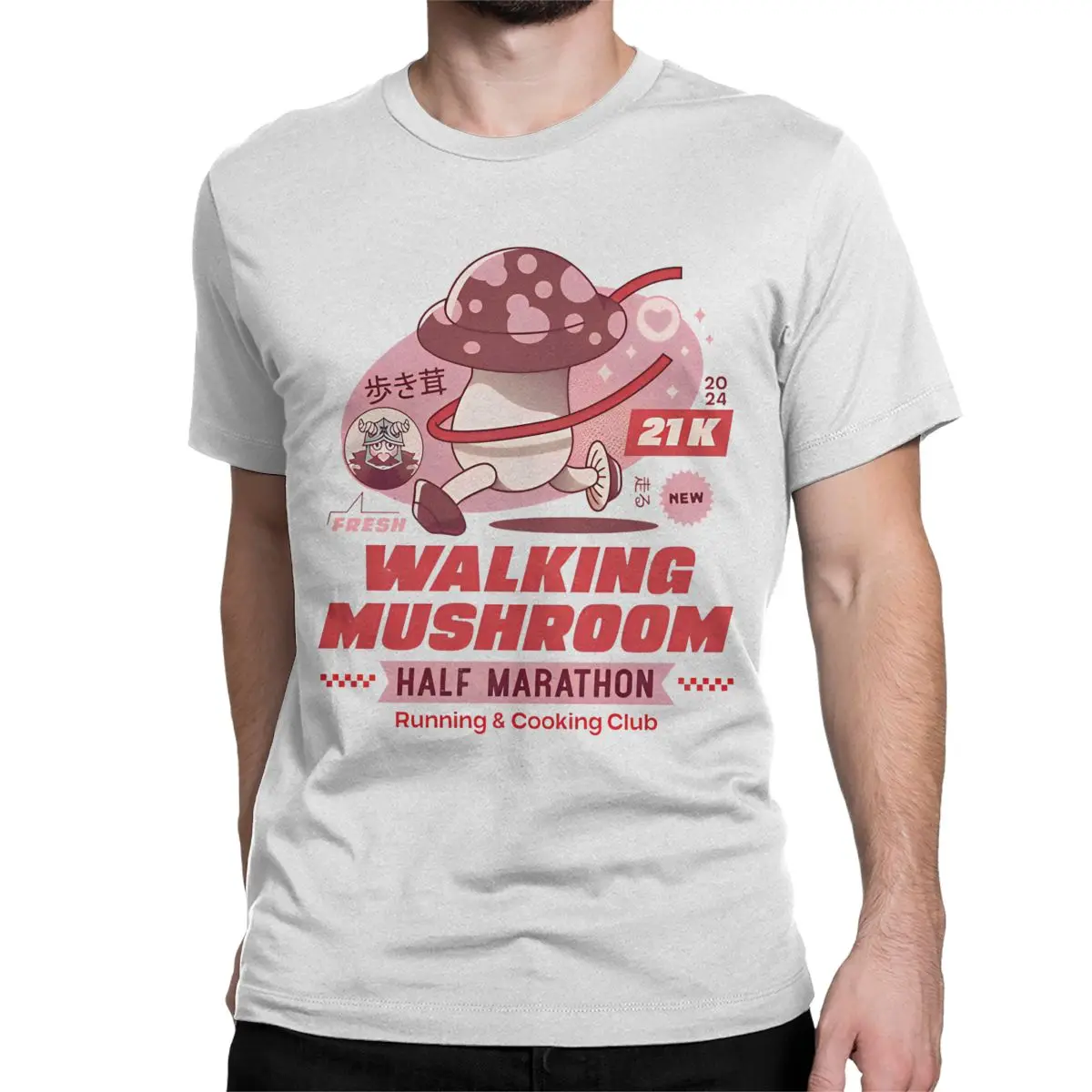 Walking Mushroom Marathon Anime T Shirt for Men Women Pure Cotton Unique T-Shirt Delicious In Dungeon Tee Shirt  Clothes Printed