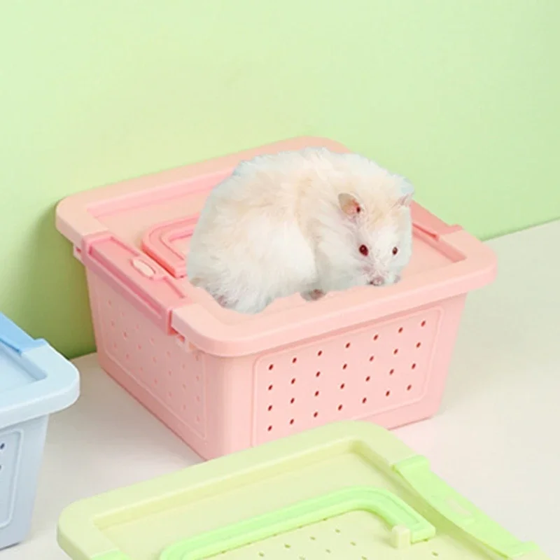 Hamster Box Pet Outdoor Travel Cage Handheld Transportation Carry Case Travel for Small Animal