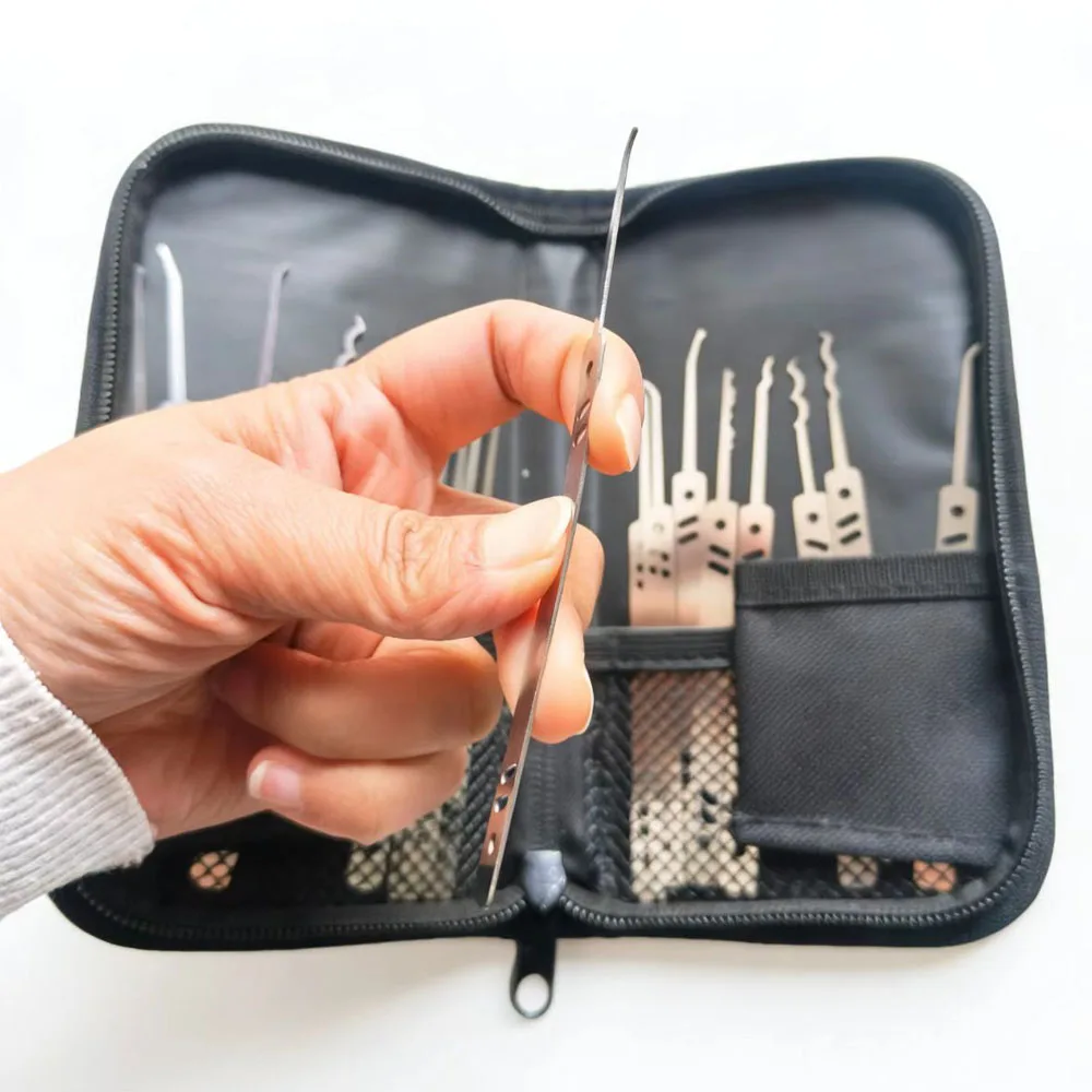

Lockpick Set 24PCS 21PCS Hooks Door Key Repair Practice Tool Include 6PCS Double Head Tension Wrench Tool Locksmiths Tools