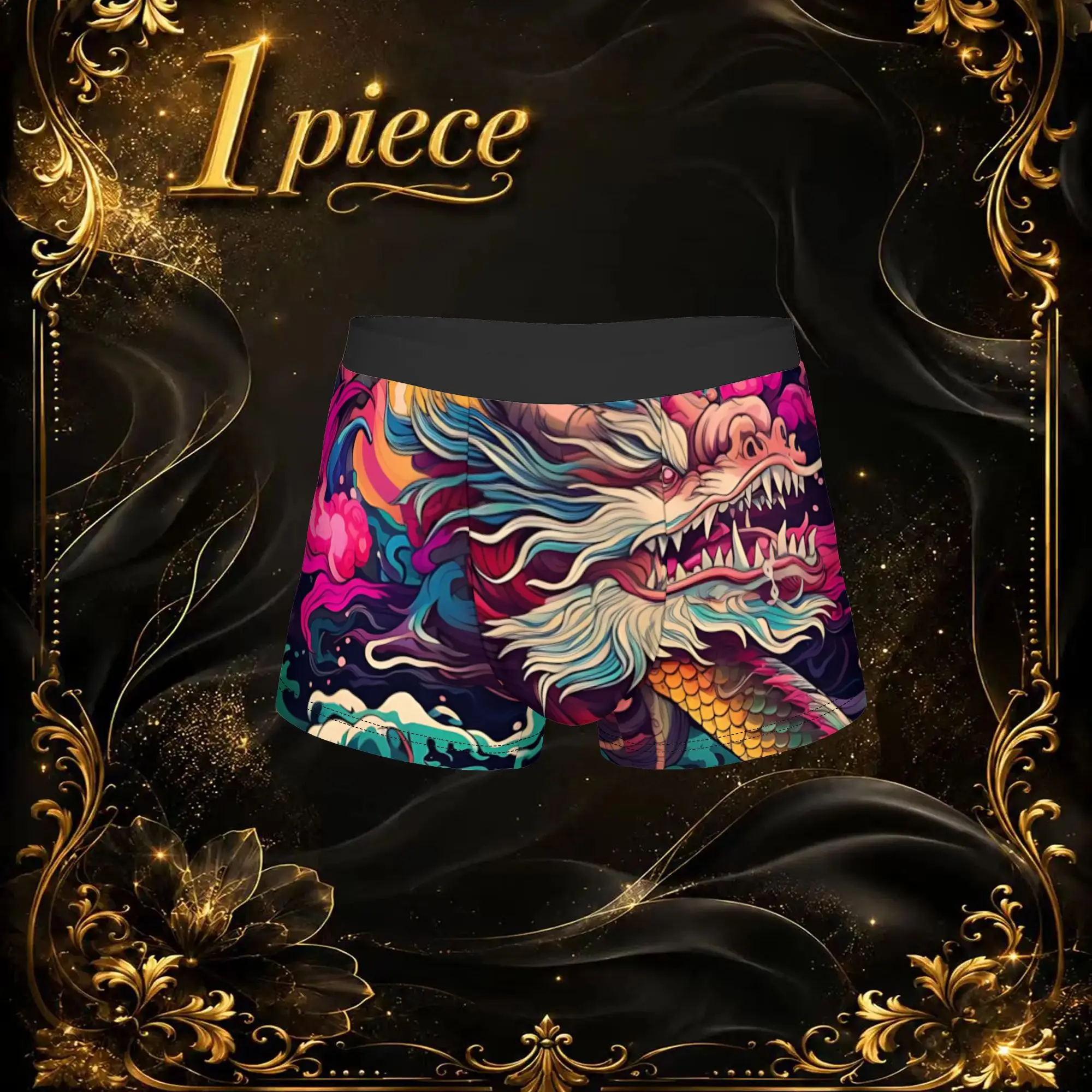 1pc Retro Chinese Wave Cloud Dragon Graphic Underpants Breathbale Panties Men's Underwear Cool Shorts Boxer Briefs