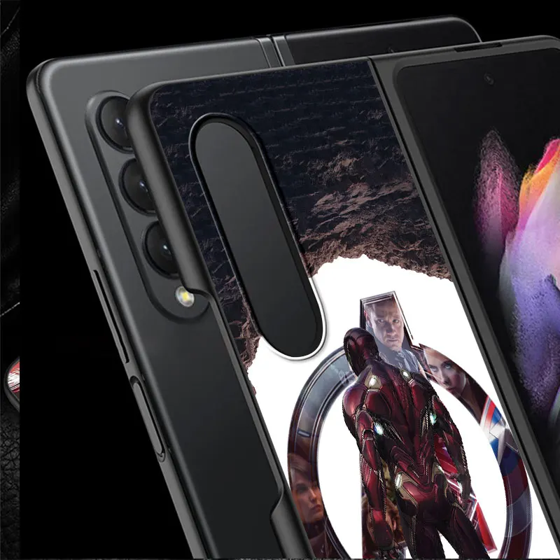 Marvel Ironman Luxury Print Cover for Samsung Galaxy Z Fold4 5G Z Fold3 ZFold4 Z Fold5 5G Black Shockproof Cases