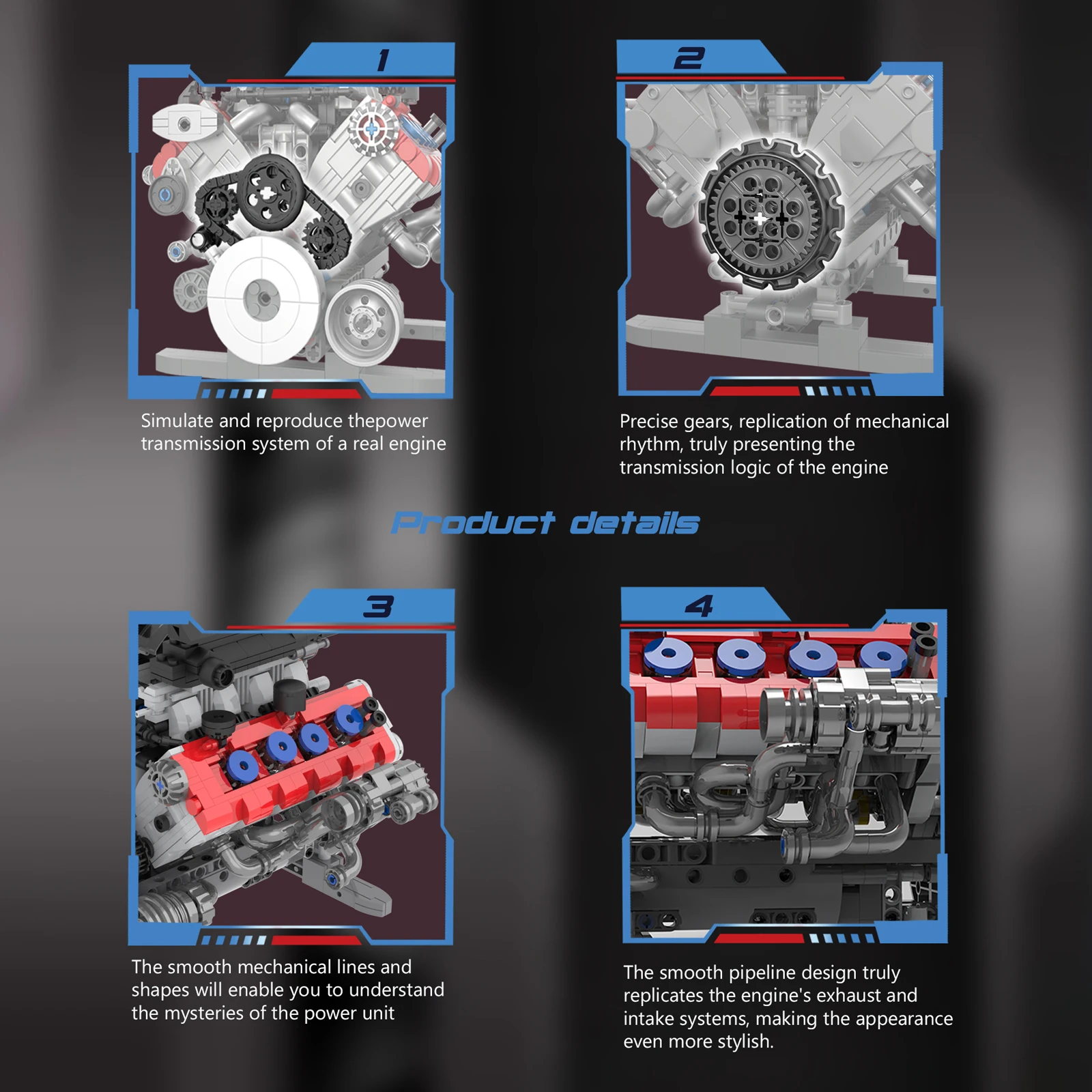 36302 SF90 V8 Engine Motorized Simulation Model Electrically Drive Building Blocks Technical Car Parts Toys Gift (1189pcs)