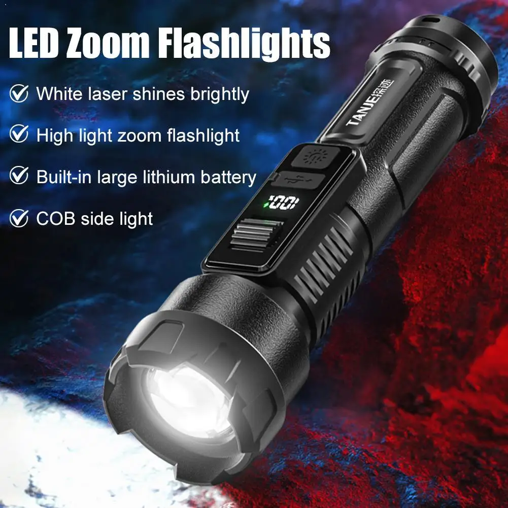 

High Strong Power LED Flashlight Tactical Torch USB Rechargeable Zoom Emergency Lights For Outdoor Fishing Work Lamp
