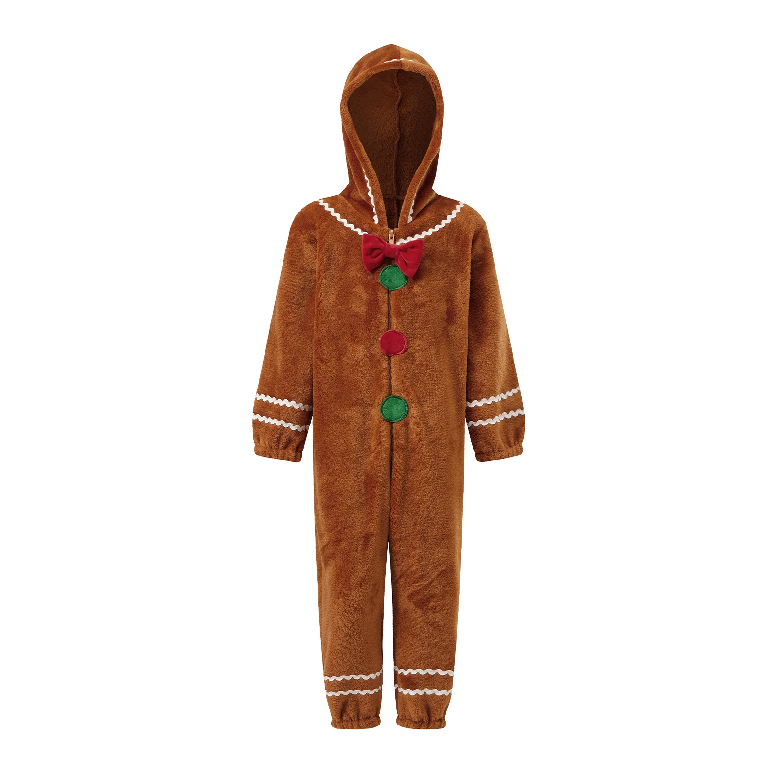 

Kids Gingerbread Man Costume Creative Cute Christmas Long Sleeve Hooded Jumpsuit For Cosplay Party