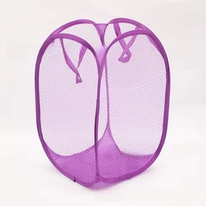 Keranjang Penyimpanan Cucian Rumah Tangga Lipat Keranjang Penyimpanan Pakaian Kotor Jaring Tas Penyimpanan Mainan Ember Penyimpanan Rumah Tangga 8 mojipop penjualan terbaik - №