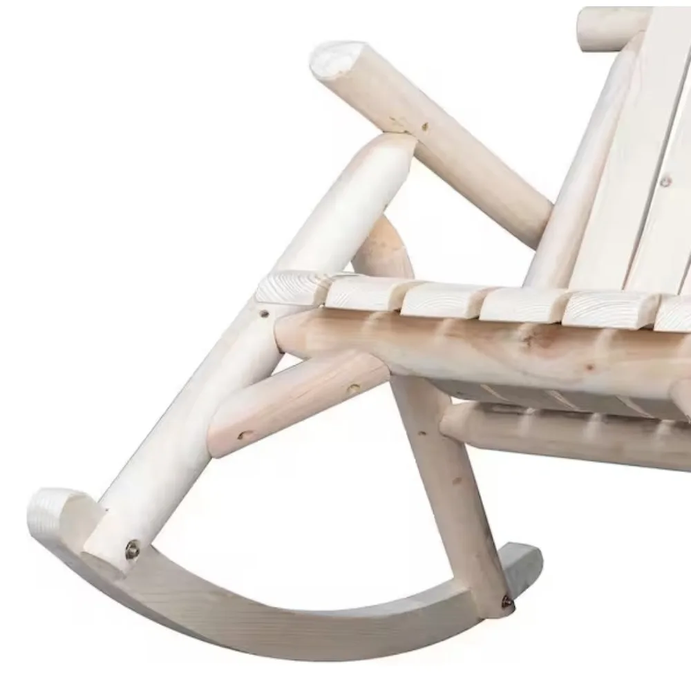 كرسي هزاز خشبي، سجل التنوب Adirondack Rocker، كراسي صالة أثاث خشبية خارجية لحديقة الفناء الخلفي والشرفة #4